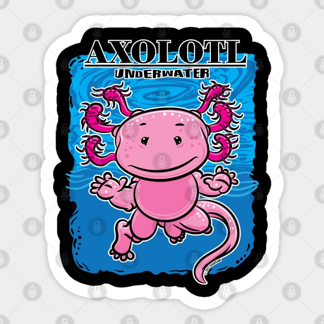 Axolotl Underwater Sticker by eShirtLabs